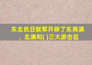 东北抗日联军开辟了东南满、北满和( )三大游击区